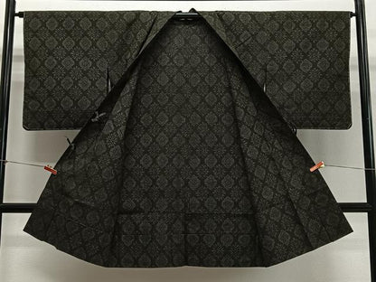 平和屋着物∞道中着　単衣　紬地　花菱文　ロング丈　正絹　逸品　未使用　CABG3953ua