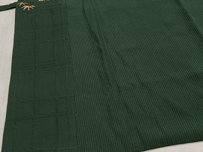 平和屋着物∞道中着　駒刺繍　草花文　鉄色　正絹　逸品　CABG3928ua