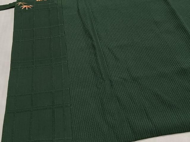 平和屋着物∞道中着　駒刺繍　草花文　鉄色　正絹　逸品　CABG3928ua