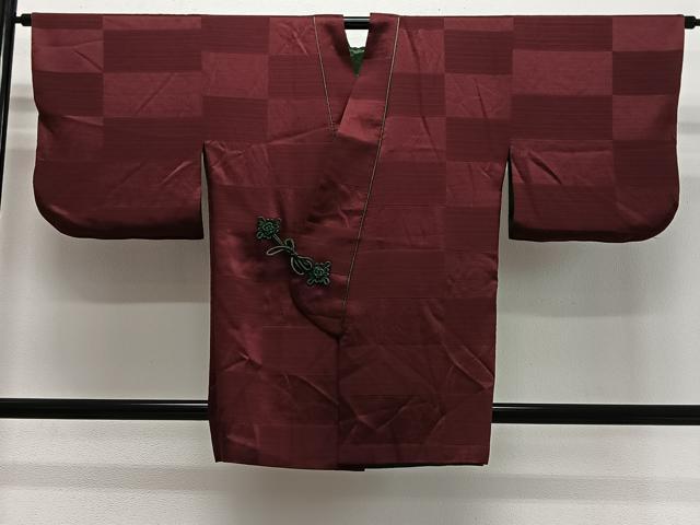 平和屋着物∞道中着　リバーシブル　老竹色　葡萄茶色　正絹　逸品　CABG3921ua