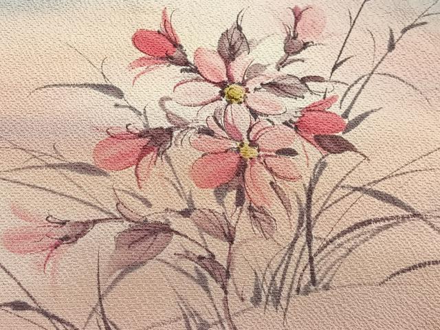 平和屋着物∞コート作家　三本賢　道行コート　草花文　暈し染め　正絹　逸品　CABG3931ua