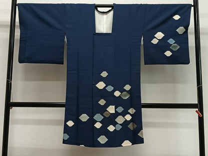 平和屋着物∞道行コート　抽象文様　銀通し地　正絹　逸品　CABG3926ua