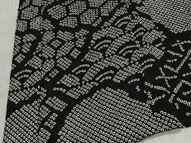 平和屋着物∞羽織　総絞り　吉祥文　黒地　正絹　逸品　CABG3937ua