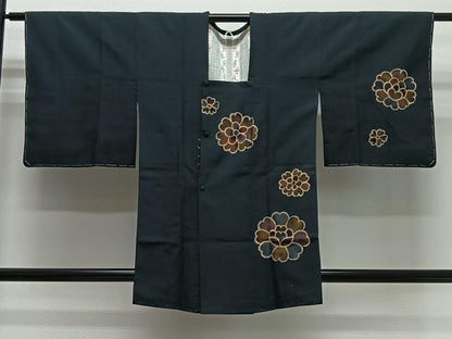 平和屋着物∞道行コート　紬地　刺繍　舞花文　正絹　逸品　未使用　CABG3922ua
