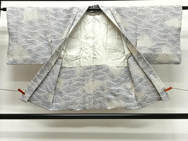 平和屋着物∞羽織　総絞り　立波文　正絹　逸品　CABG3938ua