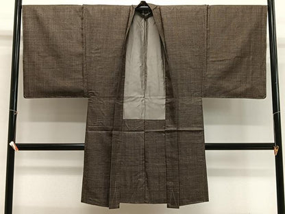 平和屋着物∞男性　長羽織　本場大島紬　格子　正絹　逸品　未使用　CABG3934ua