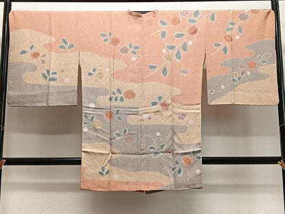 平和屋着物∞道行コート　舞花文　金彩　正絹　逸品　CABG3961ua