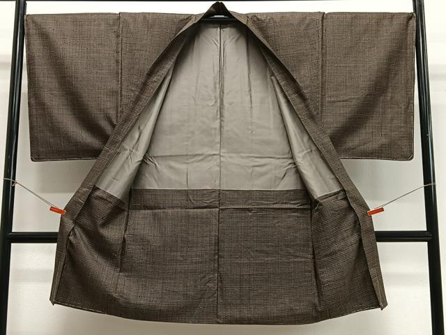 平和屋着物∞男性　長羽織　本場大島紬　格子　正絹　逸品　未使用　CABG3934ua