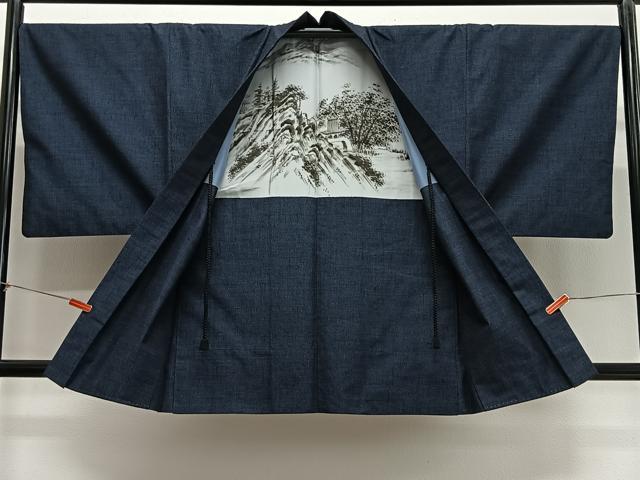 平和屋着物∞男性　羽織　結城紬　杢　正絹　逸品　CABG3946ua
