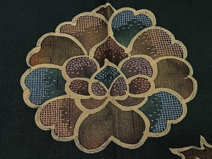 平和屋着物∞道行コート　紬地　刺繍　舞花文　正絹　逸品　未使用　CABG3922ua