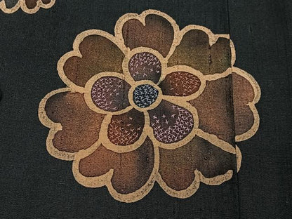 平和屋着物∞道行コート　紬地　刺繍　舞花文　正絹　逸品　未使用　CABG3922ua