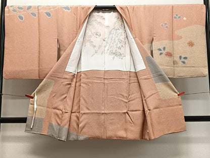 平和屋着物∞道行コート　舞花文　金彩　正絹　逸品　CABG3961ua