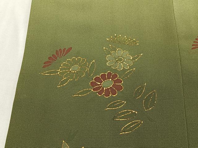 平和屋着物∞道行コート　駒刺繍　草花文　暈し染め　金彩　正絹　逸品　CABG3941ua