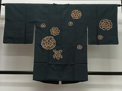 平和屋着物∞道行コート　紬地　刺繍　舞花文　正絹　逸品　未使用　CABG3922ua