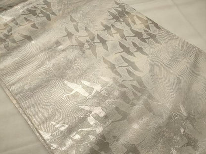 平和屋着物◎全通柄袋帯　流線飛鶴文　金銀糸　正絹　逸品　CABG5985oy