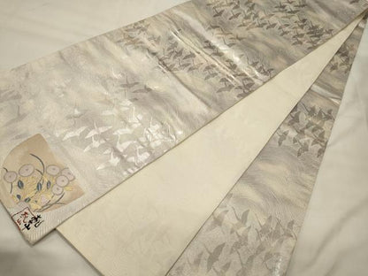 平和屋着物◎全通柄袋帯　流線飛鶴文　金銀糸　正絹　逸品　CABG5985oy