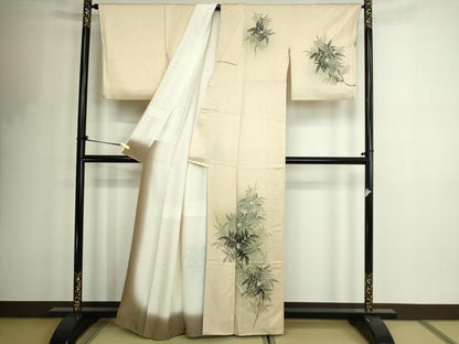 平和屋着物■訪問着 手描き 枝葉文 正絹 逸品 DABF8713sf