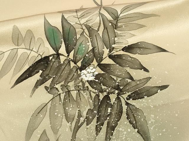 平和屋着物■訪問着 手描き 枝葉文 正絹 逸品 DABF8713sf