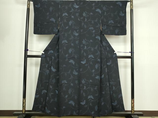 平和屋着物▽上質なお召　単衣　花唐草文　和座楽庵　やまと誂製　正絹　逸品　DABF8763sf