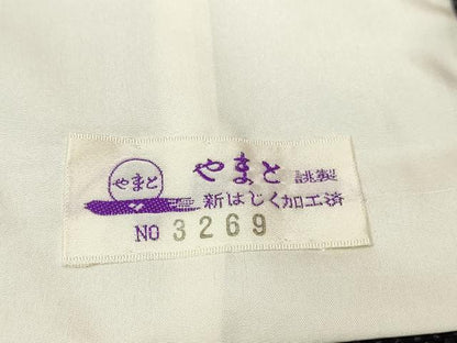平和屋着物▽上質なお召　単衣　花唐草文　和座楽庵　やまと誂製　正絹　逸品　DABF8763sf