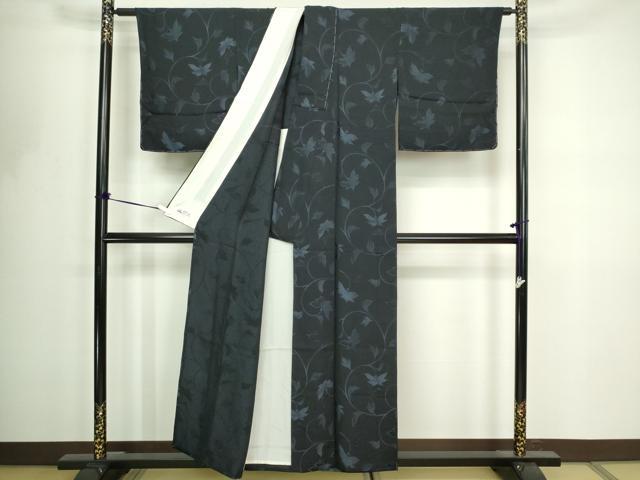 平和屋着物▽上質なお召　単衣　花唐草文　和座楽庵　やまと誂製　正絹　逸品　DABF8763sf