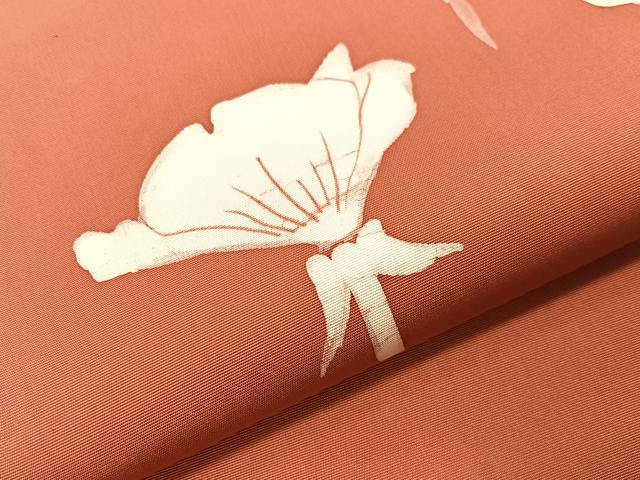 平和屋着物●塩瀬　九寸名古屋帯　作家物　ろうけつ染め　草花文　正絹　逸品　CABG7899vp