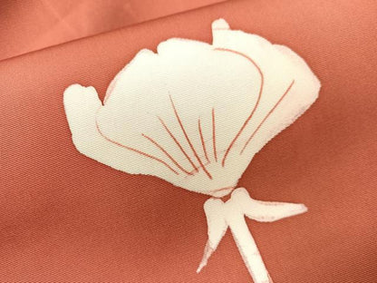 平和屋着物●塩瀬　九寸名古屋帯　作家物　ろうけつ染め　草花文　正絹　逸品　CABG7899vp