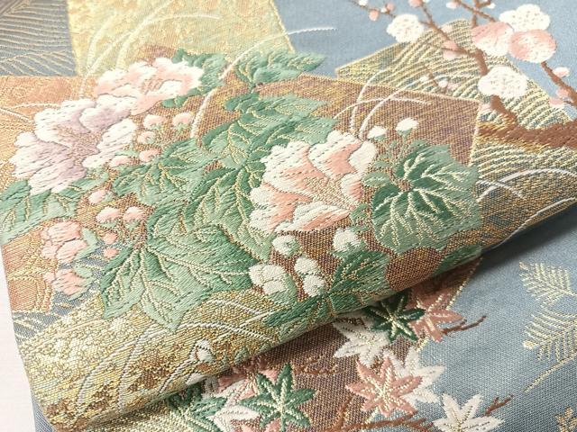 平和屋着物●六通柄袋帯　唐織　名品　琳派　金糸　正絹　逸品　未使用　CABG7926vp