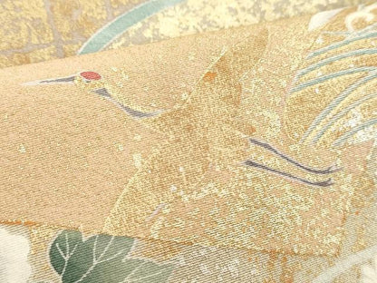 平和屋着物■訪問着　作家物　駒刺繍　地紙草花文　金彩　正絹　逸品　DABF9696cd