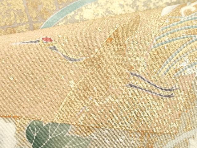 平和屋着物■訪問着　作家物　駒刺繍　地紙草花文　金彩　正絹　逸品　DABF9696cd