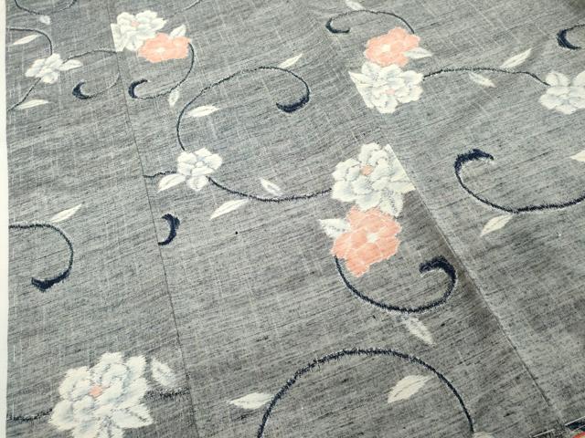 平和屋着物■上質な紬　花唐草文　正絹　逸品　DABF9712cd
