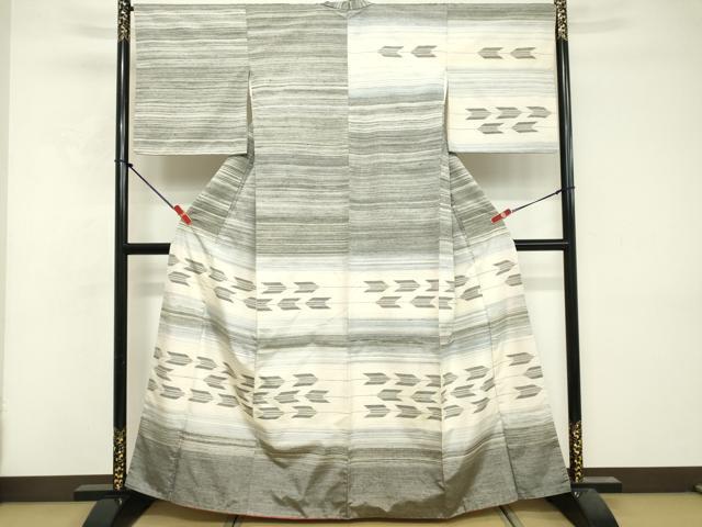 平和屋着物■訪問着　紬地　矢絣文様　正絹　逸品　DABF9697cd