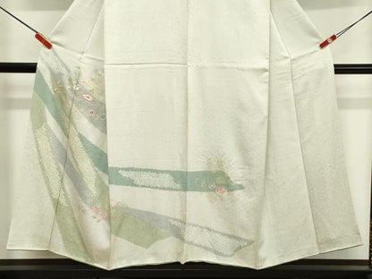 平和屋着物■訪問着　絞り　刺繍　草花文　金彩　正絹　逸品　DABF9722cd