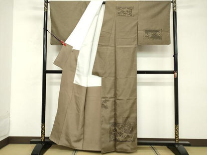 平和屋着物■訪問着　本場大島紬　色紙重ね花文　金彩　正絹　逸品　未使用　DABF9725cd