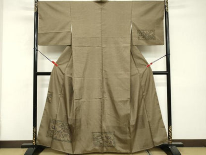 平和屋着物■訪問着　本場大島紬　色紙重ね花文　金彩　正絹　逸品　未使用　DABF9725cd