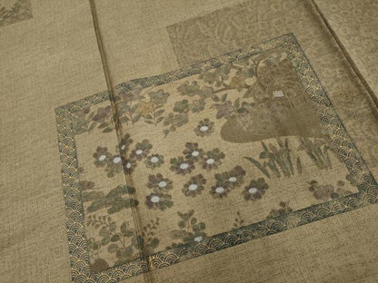 平和屋着物■訪問着　本場大島紬　色紙重ね花文　金彩　正絹　逸品　未使用　DABF9725cd