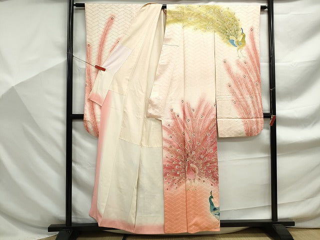平和屋着物■豪華振袖　孔雀文　暈し染め　金彩　正絹　逸品　DABF9179qa