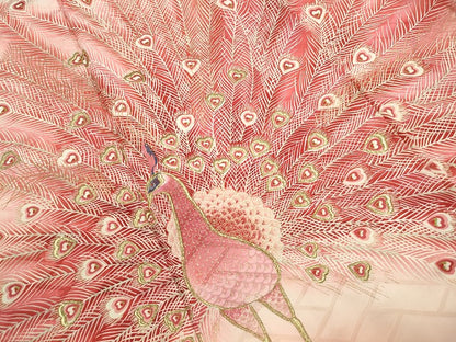 平和屋着物■豪華振袖　孔雀文　暈し染め　金彩　正絹　逸品　DABF9179qa