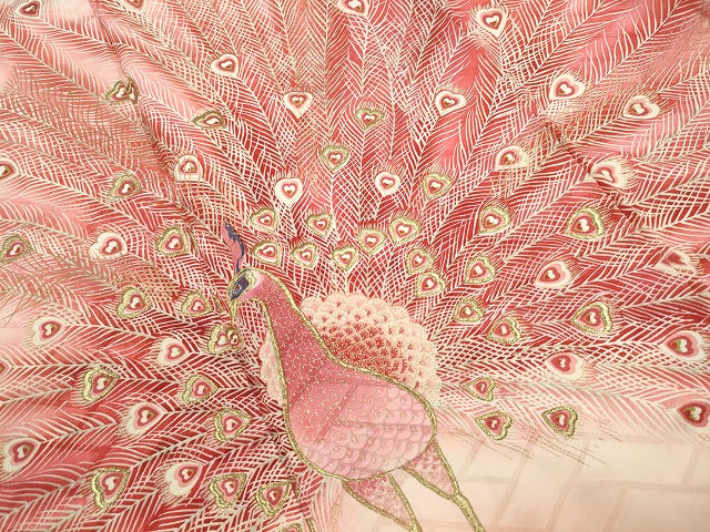 平和屋着物■豪華振袖　孔雀文　暈し染め　金彩　正絹　逸品　DABF9179qa