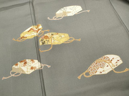 平和屋着物■訪問着　駒刺繍　花文箱文　金彩　正絹　逸品　DABF9184qa