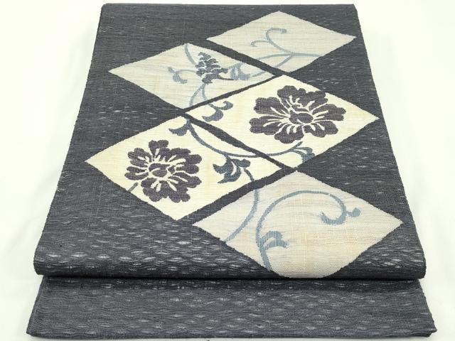 平和屋着物▽太鼓柄袋帯　スリーシーズン　春夏秋　すくい織　花唐草菱文　正絹　逸品　CABG7469rv