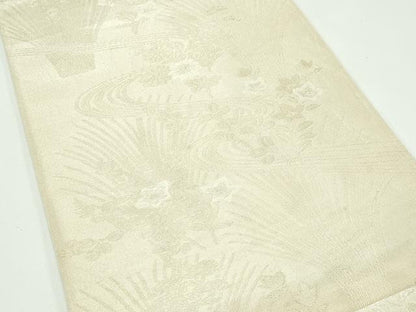 平和屋着物＊夏物 六通柄袋帯 秋草文 銀糸 正絹 逸品 CABG7462rv