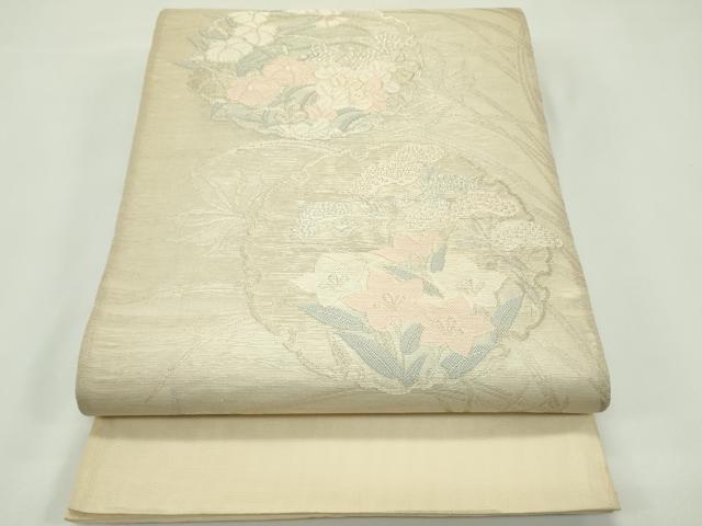 平和屋着物＊夏物 六通柄袋帯 雪輪秋草文 金銀糸 正絹 逸品 CABG7467rv