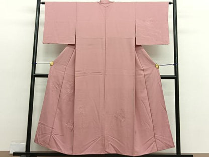 平和屋着物■中国三大刺繍　スワトウ刺繍　総刺繍　無地絵羽訪問着　草花文　珊瑚色　正絹　逸品　BAAX2481hv