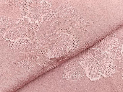 平和屋着物■中国三大刺繍　スワトウ刺繍　総刺繍　無地絵羽訪問着　草花文　珊瑚色　正絹　逸品　BAAX2481hv