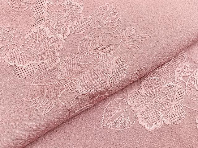 平和屋着物■中国三大刺繍　スワトウ刺繍　総刺繍　無地絵羽訪問着　草花文　珊瑚色　正絹　逸品　BAAX2481hv