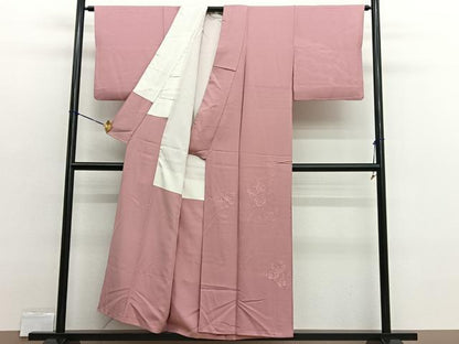 平和屋着物■中国三大刺繍　スワトウ刺繍　総刺繍　無地絵羽訪問着　草花文　珊瑚色　正絹　逸品　BAAX2481hv