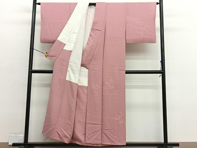 平和屋着物■中国三大刺繍　スワトウ刺繍　総刺繍　無地絵羽訪問着　草花文　珊瑚色　正絹　逸品　BAAX2481hv