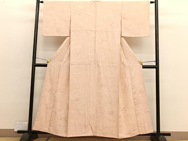 平和屋着物■上質な小紋　地紋起こし　立波陶器花文　正絹　逸品　BAAX2528hv
