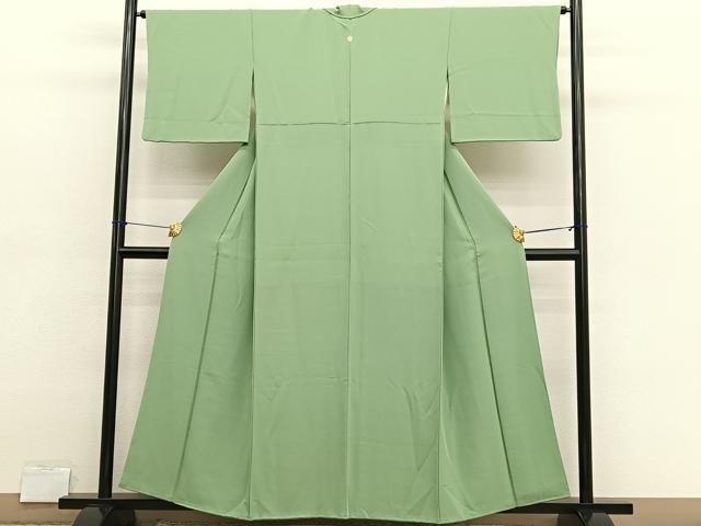 平和屋着物■上質な色無地　若葉色　正絹　逸品　BAAX2686hv